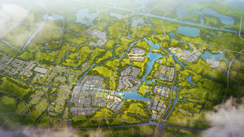 Consortium of CHINA ECO-CITY ACADEMY & Archiland Consultant International PTE. LTD. - JiaShan Innovation water town urban design of Yangtze Delta Demonstration Zone ，Jiaxing City,Zhejiang Province, China