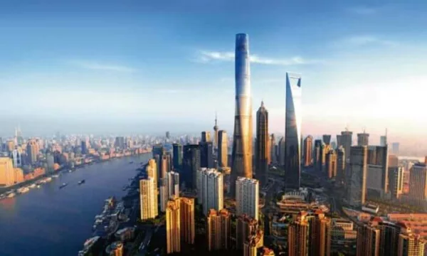An awe-inspiring view of the Shanghai Tower, standing tall as a monumental achievement in modern architecture